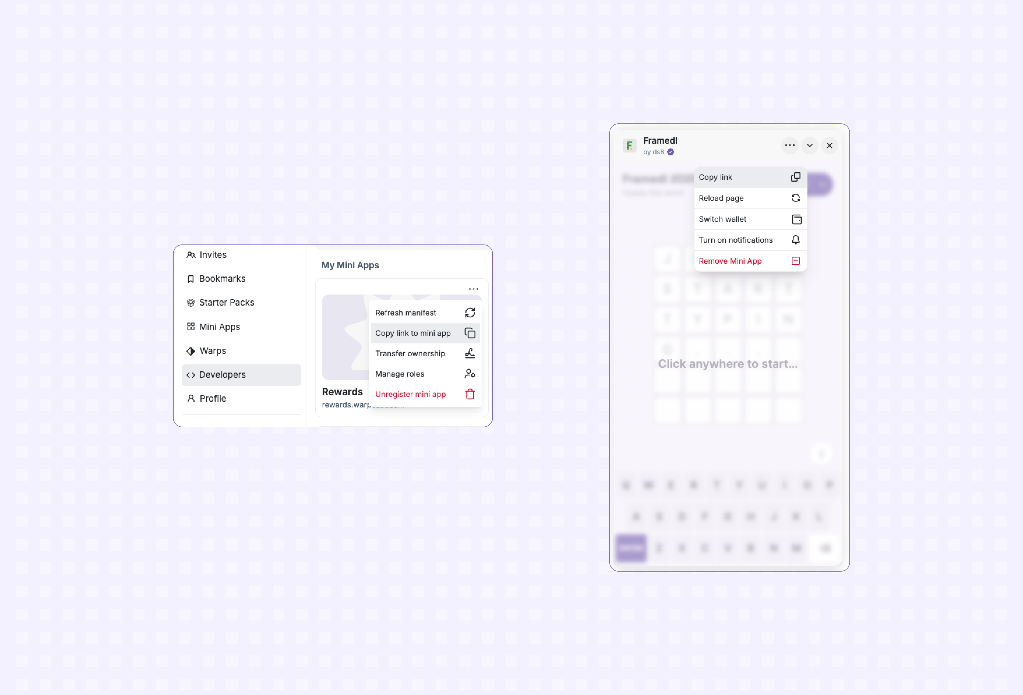 Copy link to mini app